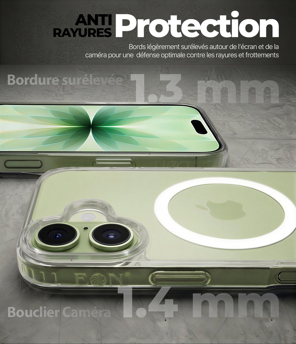 Coque EON, bordure surélevée autour de l'écran et de la caméra