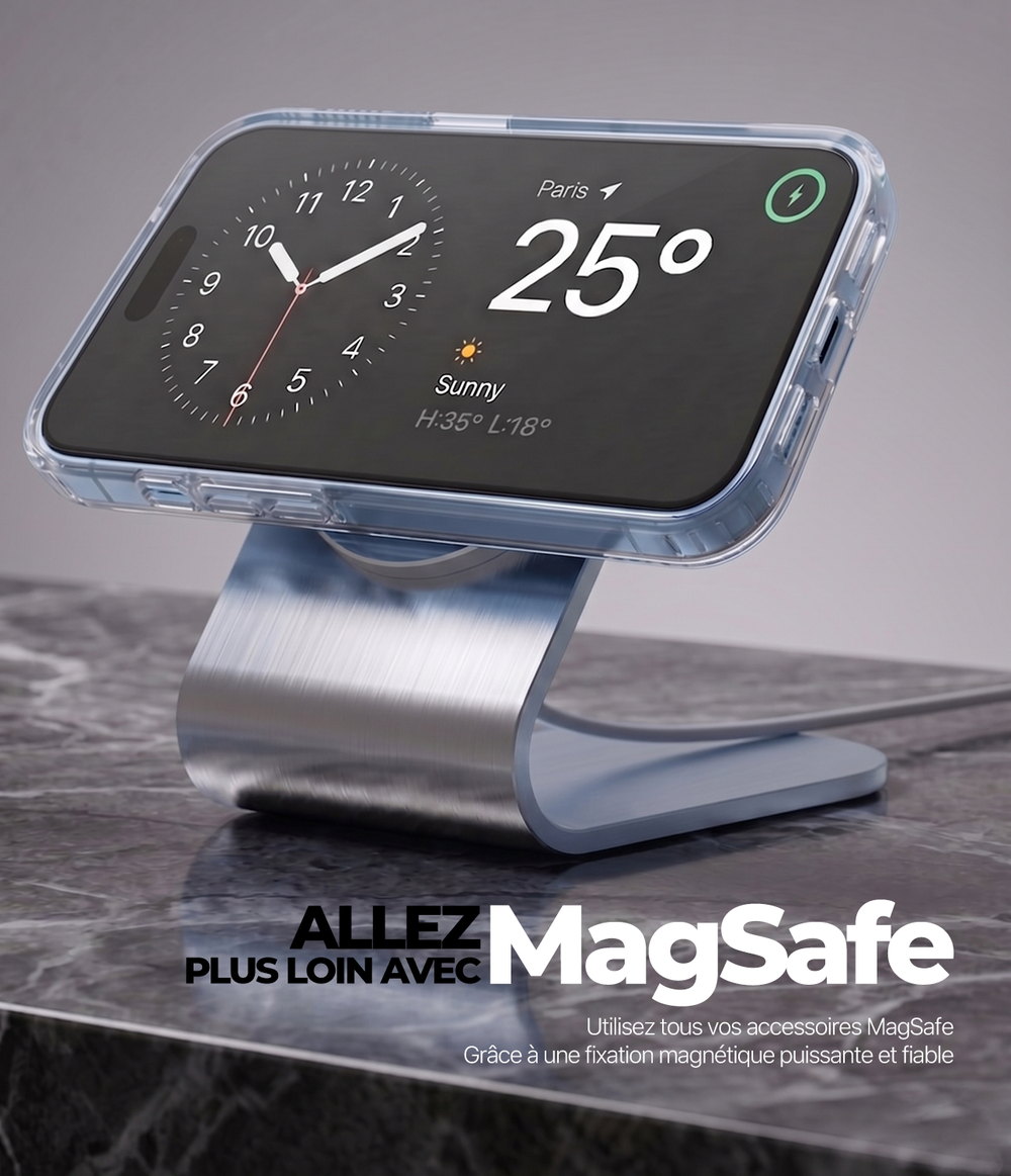 Coque EON compatible MagSafe sur support magnétique